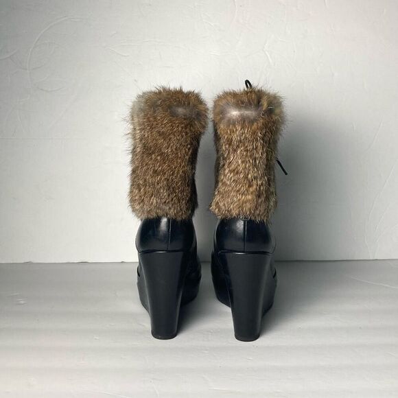 Rudsak Fur Trim Leather Wedge Heels EUR Size 39 US 8.5? - Picture 6 of 12